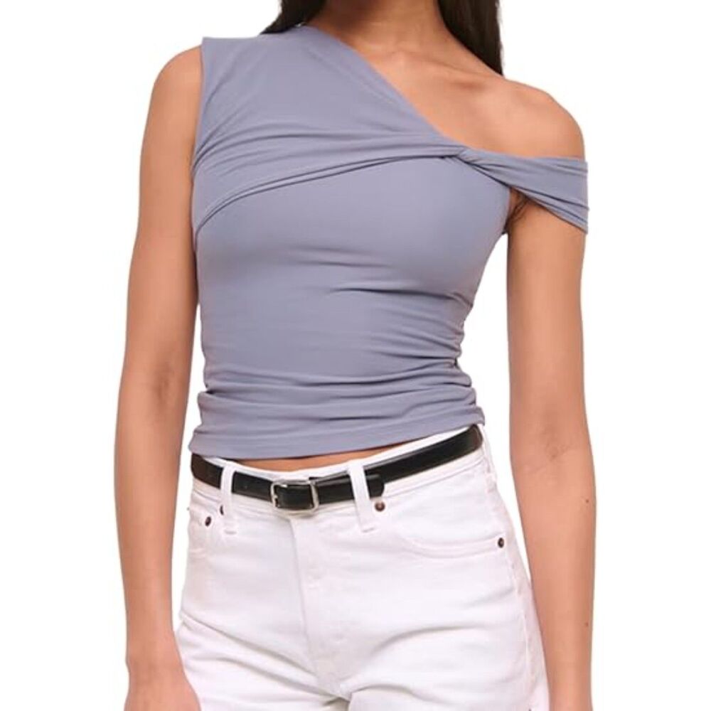 Off The Shoulder Asymmetrical Shirt, SIZE XL, 20D-170T010